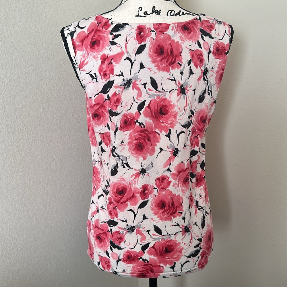 Jones New York Women's Pink Floral Knit Scoop Neck Sleeveless Tank Top L - Picture 4 of 4